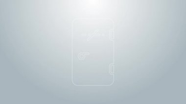 Mavi çizgi. Sigara içilmeyen alan simgesi gri arkaplanda izole edildi. Sigara içmek yasaktır işareti. 4K Video hareketli grafik canlandırması