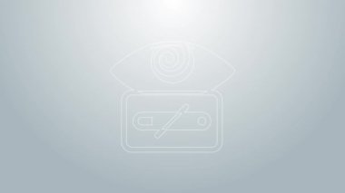 Mavi çizgi Hipnoz simgesi gri arkaplanda izole edildi. Hipnotize edici göz ile insan gözü. 4K Video hareketli grafik canlandırması