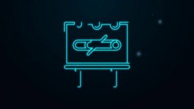 Parlayan neon hattı Siyah arkaplanda sigara içilmeyen simge. Sigara içmek yasaktır işareti. 4K Video hareketli grafik canlandırması