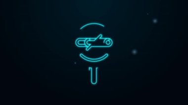 Parlayan neon hattı Siyah arkaplanda sigara içilmeyen simge. Sigara içmek yasaktır işareti. 4K Video hareketli grafik canlandırması