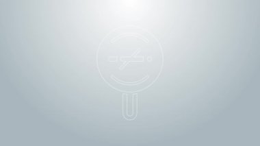 Mavi çizgi. Gri arkaplanda sigara ikonu yok. Sigara içmek yasaktır işareti. 4K Video hareketli grafik canlandırması