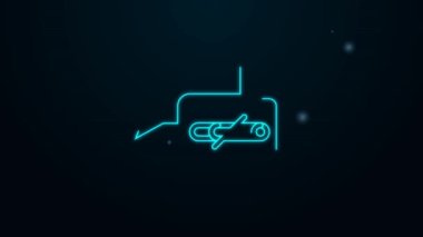 Parlayan neon hattı Siyah arkaplanda sigara içilmeyen simge. Sigara içmek yasaktır işareti. 4K Video hareketli grafik canlandırması