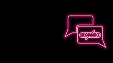 Parlayan neon hattı Siyah arkaplanda sigara içilmeyen simge. Sigara içmek yasaktır işareti. 4K Video hareketli grafik canlandırması