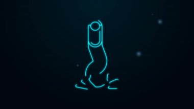 Glowing neon line Cigarette butt icon isolated on black background. Stubbed out cigarette. 4K Video motion graphic animation
