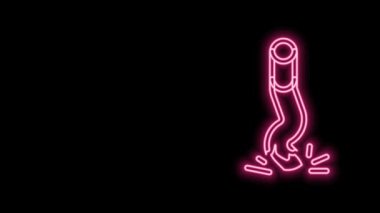 Glowing neon line Cigarette butt icon isolated on black background. Stubbed out cigarette. 4K Video motion graphic animation