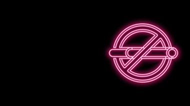 Parlayan neon hattı Siyah arkaplanda sigara içilmeyen simge. Sigara içmek yasaktır işareti. 4K Video hareketli grafik canlandırması