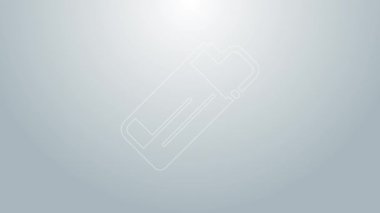 Mavi çizgi aydınlatma simgesi gri arkaplanda izole edildi. 4K Video hareketli grafik canlandırması