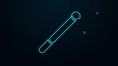 Parlayan neon hattı sigara simgesi siyah arkaplanda izole edildi. Tütün tabelası. Sigara içme sembolü. 4K Video hareketli grafik canlandırması