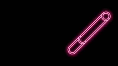 Parlayan neon hattı sigara simgesi siyah arkaplanda izole edildi. Tütün tabelası. Sigara içme sembolü. 4K Video hareketli grafik canlandırması