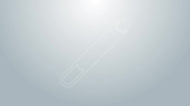 Mavi çizgi sigara simgesi gri arkaplanda izole edildi. Tütün tabelası. Sigara içme sembolü. 4K Video hareketli grafik canlandırması