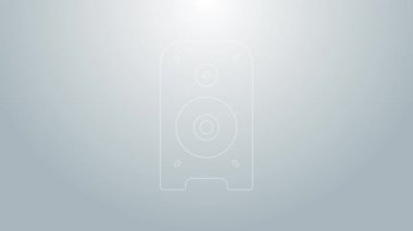 Mavi çizgi Stereo hoparlörü gri arkaplanda izole edildi. Ses sistemi hoparlörleri. Müzik ikonu. Müzikal sütun hoparlörü. 4K Video hareketli grafik canlandırması