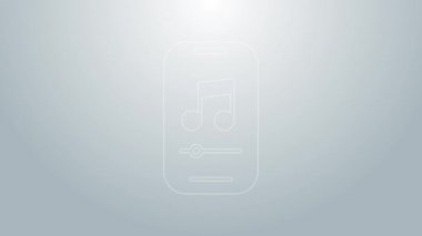 Mavi çizgi müzik çalar simgesi gri arkaplanda izole edildi. Taşınabilir müzik cihazı. 4K Video hareketli grafik canlandırması