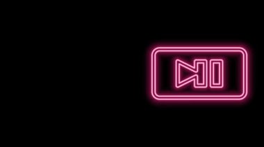 Parlayan neon hattı durdurma simgesi siyah arkaplanda izole edildi. 4K Video hareketli grafik canlandırması