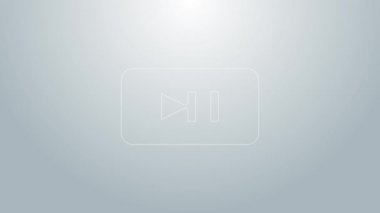 Mavi çizgi durdurma düğmesi simgesi gri arkaplanda izole edildi. 4K Video hareketli grafik canlandırması