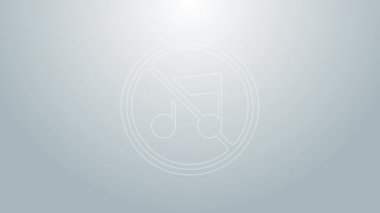 Mavi çizgi sözcüsü, gri arkaplanda sessiz simge izole edildi. Ses simgesi yok. Ses Kapalı sembolü. 4K Video hareketli grafik canlandırması