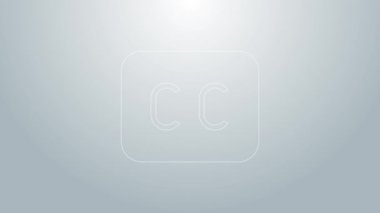 Mavi satır altyazı simgesi gri arkaplanda izole edildi. 4K Video hareketli grafik canlandırması