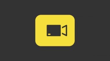 Sarı Çalma video düğmesi simgesi gri arkaplanda izole edildi. Film şeridi tabelası. 4K Video hareketli grafik canlandırması