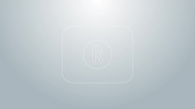 Mavi çizgi Kayıt düğmesi simgesi gri arkaplanda izole edildi. Dinlenme düğmesi. 4K Video hareketli grafik canlandırması