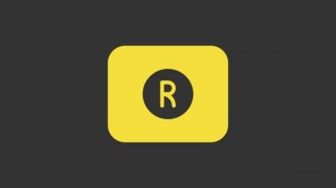 Sarı Kayıt düğmesi simgesi gri arkaplanda izole edildi. Dinlenme düğmesi. 4K Video hareketli grafik canlandırması