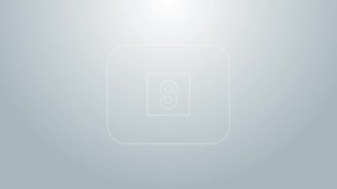 Mavi çizgi Durdur düğmesi simgesi gri arkaplanda izole edildi. 4K Video hareketli grafik canlandırması