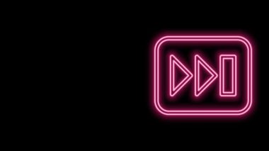 Parlayan neon hattı Hızlı ileri simgesi siyah arkaplanda izole edildi. 4K Video hareketli grafik canlandırması