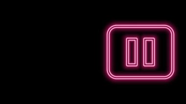 Parlayan neon hattı durdurma simgesi siyah arkaplanda izole edildi. 4K Video hareketli grafik canlandırması