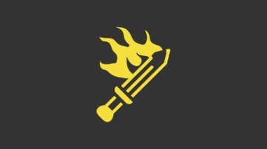 Sarı Kılıç oyun simgesi için gri arkaplanda izole edildi. 4K Video hareketli grafik canlandırması