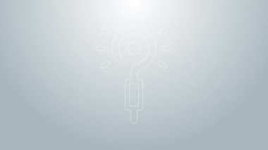 Mavi çizgi sihirli değnek gri arkaplanda izole edildi. Yıldız şeklinde sihirli aksesuar. Sihirli güç. 4K Video hareketli grafik canlandırması