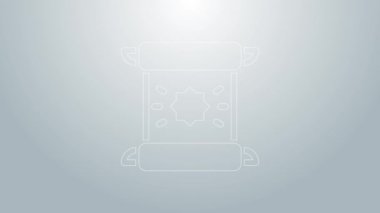 Mavi çizgi KHK, kağıt, parşömen, parşömen simgesi gri arkaplanda izole edilmiş. 4K Video hareketli grafik canlandırması
