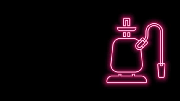 Glowing neon line Hookah icon isolated on black background. 4K Video motion graphic animation — Stock Video