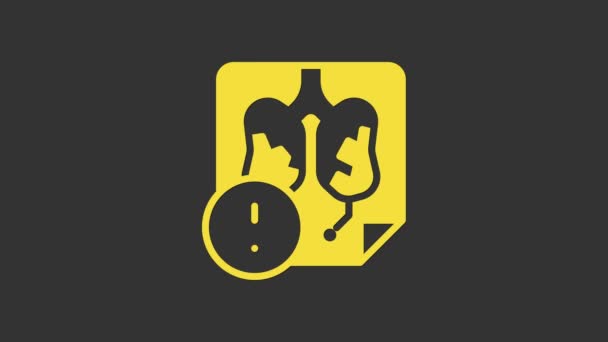 Yellow Disease lungs icon isolated on grey background. 4K Video motion graphic animation — Stock Video