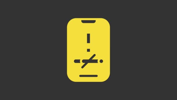 Gelb Nichtraucher-Symbol isoliert auf grauem Hintergrund. Zigarettenrauchen verboten Schild. 4K Video Motion Grafik Animation — Stockvideo