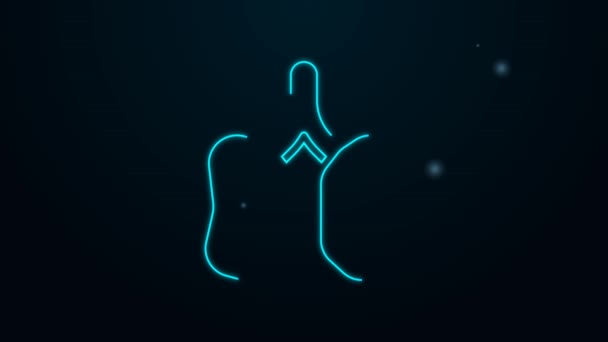 Glowing neon line Lungs icon isolated on black background. 4K Video motion graphic animation — Stock Video