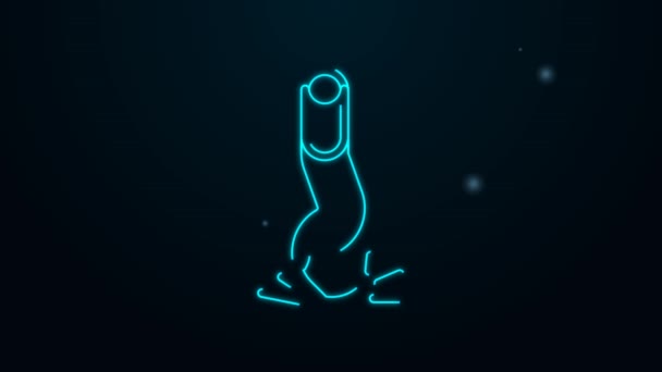 Glowing neon line Cigarette butt icon isolated on black background. Stubbed out cigarette. 4K Video motion graphic animation — 비디오