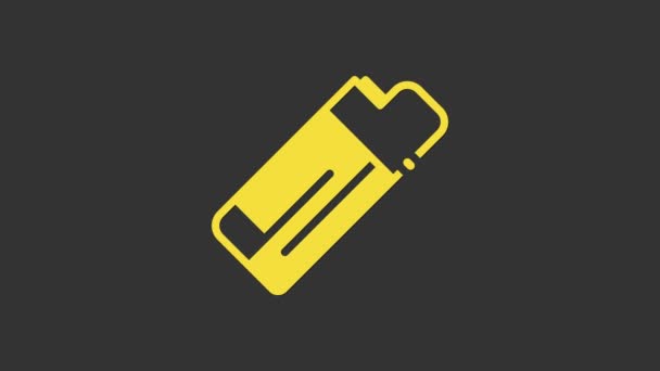 Yellow Lighter icon isolated on grey background. 4K Video motion graphic animation — Stock Video