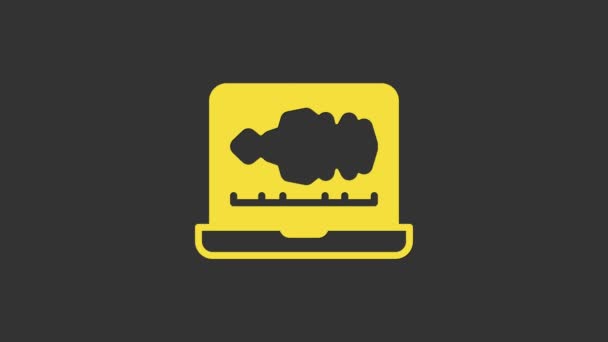 Yellow Sound or audio recorder or editor software on laptop icon isolated on grey background. 4K Video motion graphic animation — Stock Video