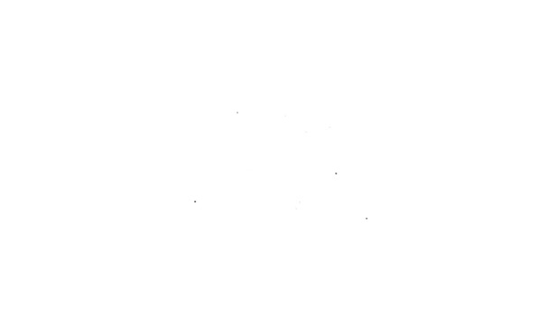 Ligne noire Icône vidéo de lecture en ligne isolé sur fond blanc. Bande de film avec panneau de jeu. Animation graphique de mouvement vidéo 4K — Video