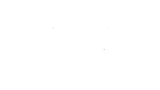Черная линия Музыкальный список значок изолирован на белом фоне. Видеографическая анимация 4K — стоковое видео
