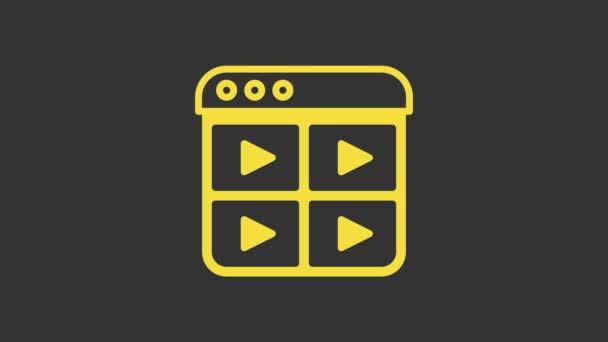 Yellow Music playlist icon isolated on grey background. 4K Video motion graphic animation — Stock Video