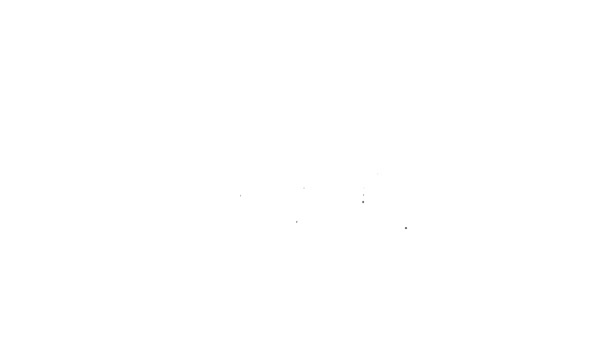 Línea negra Volumen del altavoz, símbolo de sonido de voz de audio, icono de música multimedia aislado sobre fondo blanco. Animación gráfica de vídeo 4K — Vídeo de stock