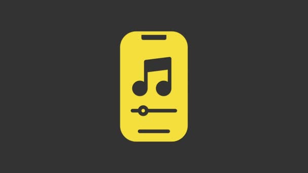 Yellow Music player icon isolated on grey background. Portable music device. 4K Video motion graphic animation — Stock Video