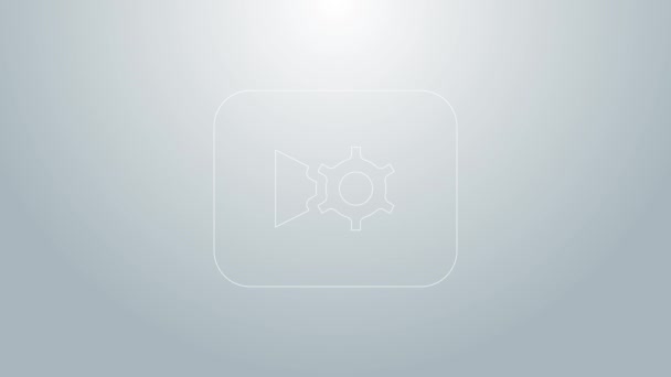 Blue line Music or video settings button icon isolated on grey background. 4K Video motion graphic animation — Stock Video