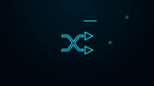 Glödande neon linje Arrow shuffle ikon isolerad på svart bakgrund. 4K Video motion grafisk animation — Stockvideo
