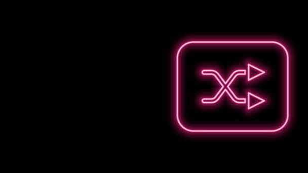 Glowing neon line Arrow shuffle icon isolated on black background. 4K Video motion graphic animation — Stock Video