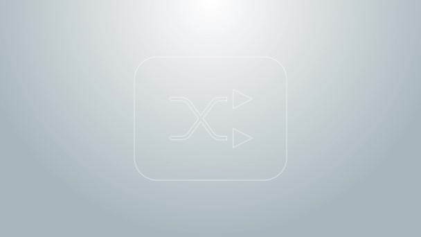Línea azul Icono de mezcla de flechas aislado sobre fondo gris. Animación gráfica de vídeo 4K — Vídeo de stock
