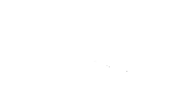 Černá čára Ikona tlačítka Zastavit média izolovaná na bílém pozadí. Grafická animace pohybu videa 4K — Stock video