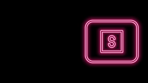 Leuchtendes Neon Line Stop Media-Symbol isoliert auf schwarzem Hintergrund. 4K Video Motion Grafik Animation — Stockvideo
