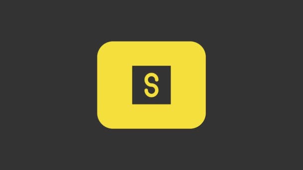 Yellow Stop media button icon isolated on grey background. 4K Video motion graphic animation — Stock Video