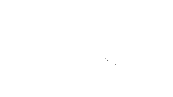 Línea negra Icono del botón Rebobinar aislado sobre fondo blanco. Animación gráfica de vídeo 4K — Vídeo de stock