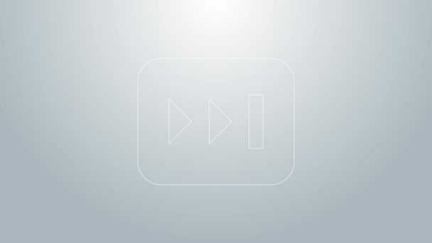 Línea azul Icono de avance rápido aislado sobre fondo gris. Animación gráfica de vídeo 4K — Vídeos de Stock